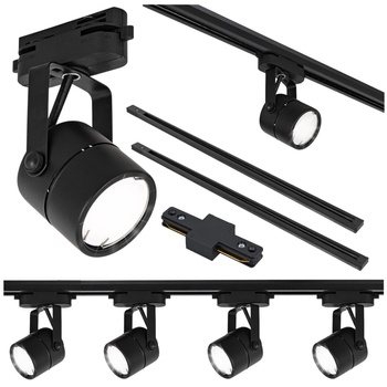 Oświetlenie szynowe czarne 4x lampa GU10 + 2x szyna 1m