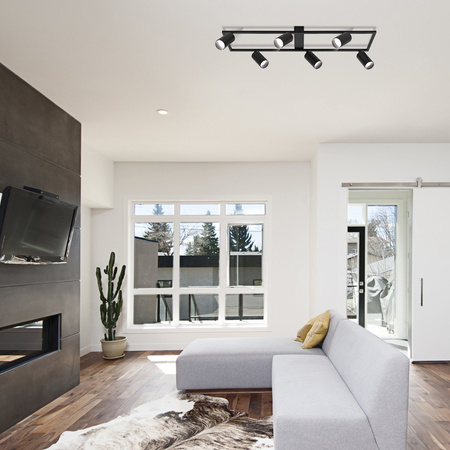 Kinkiet sufitowy Lampa 6x GU10 SPOT czarny duży prostokąt QUADRO