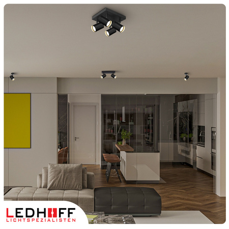 Lampa sufitowa Kinkiet poczwórny kwadrat GU10 czarny LINEA