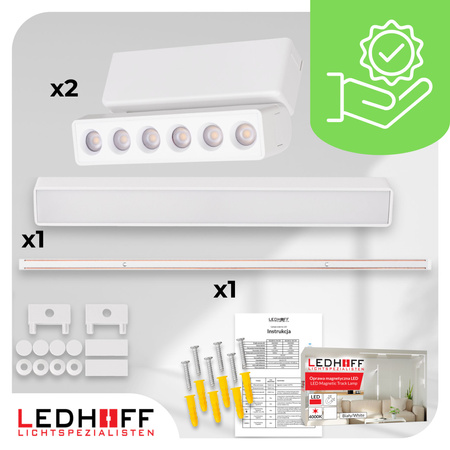 Oświetlenie szynowe magnetyczne ZESTAW listwa 1m + 3x lampa LED BIAŁA