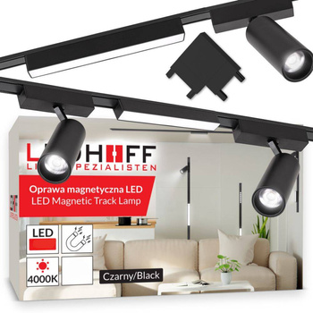 Oświetlenie szynowe magnetyczna ZESTAW 2x listwa 1m + 5x lampa LED CZARNY