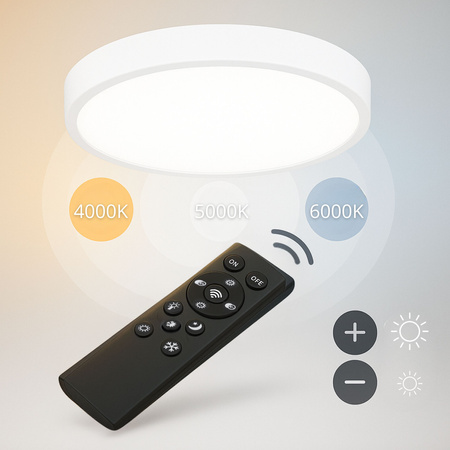 Plafon LED z PILOTEM Lampa sufitowa ŚCIEMNIANA 30cm