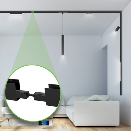 Łącznik prosty do szyny magnetycznej M20 złączka zasilająca czarna