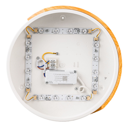 Plafon sufitowy LED biały metal + DREWNO 30cm WOODLINE