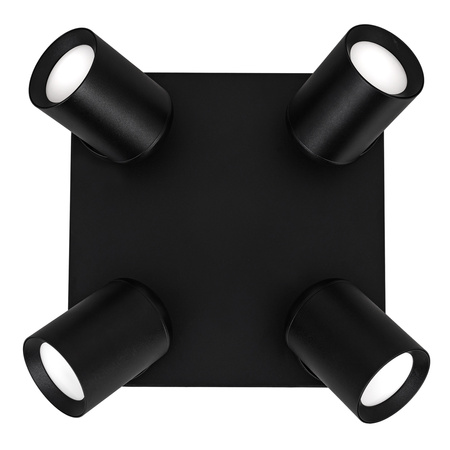 Kinkiet sufitowy kwadrat poczwórny Spot GU10 czarny