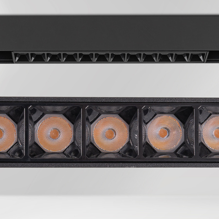 ZESTAW M20 3x Lampa soczewkowa punktowa LED 12W 22cm czarna 3 BARWY ŚWIATŁA + szyna magnetyczna 1m