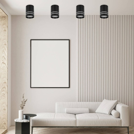 Oprawa sufitowa natynkowa Tuba LED GU10 okrągła czarna