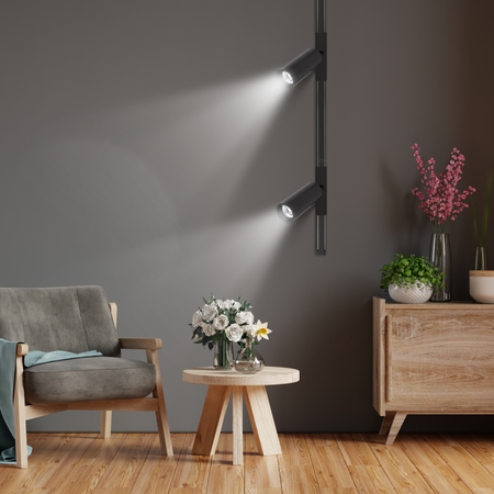 Oświetlenie szynowe magnetyczne ZESTAW 2x Listwa 1m + 5x lampa LED CZARNY