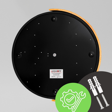 Plafon sufitowy LED czarny metal + DREWNO 40cm WOODLINE