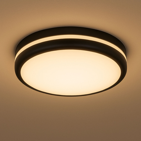 Plafon sufitowy LED okrągły czarny 3 barwy światła 22cm IP54
