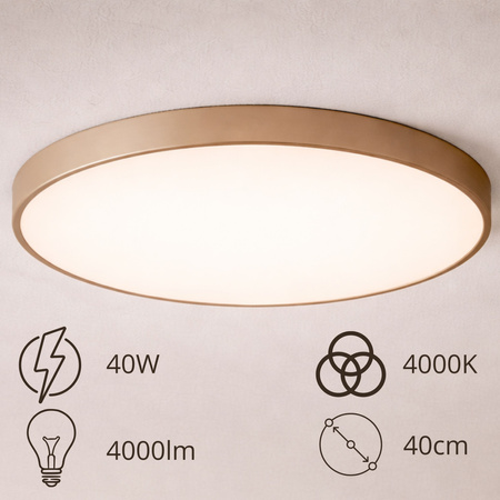 Plafon sufitowy LED beżowy 40cm - wysoka wydajność świetlna 100lm/W