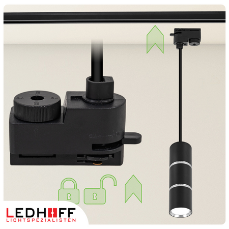 Oświetlenie szynowe czarny srebrny 8x lampa wisząca 100cm GU10 szyna 4m