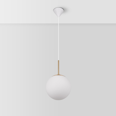 Lampa wisząca ze szkła opalowego Kula biała złota E27