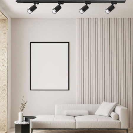 Oświetlenie szynowe czarne 4x lampa GU10 + 2x szyna 1m