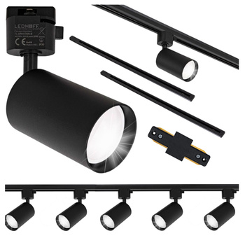 Oświetlenie szynowe czarne 5x lampa GU10 + szyna 2m