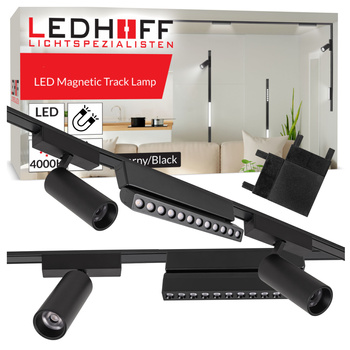Oświetlenie szynowe magnetyczne ZESTAW 2x listwa 1m + 5x lampa LED CZARNA