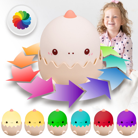 Lampka nocna LED dla dzieci DINOZAUR wielokolorowe światło Bezprzewodowa