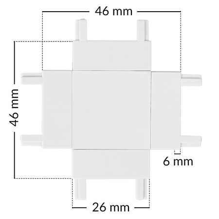 Łącznik krzyżowy do szynoprzewodu oświetlenia magnetycznego typ X BIAŁY