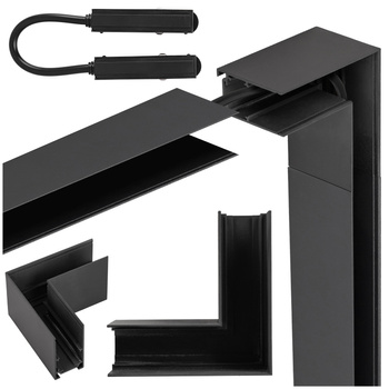 Łącznik poziomy do szyny magnetycznej M20 złączka zasilająca kątowa czarna