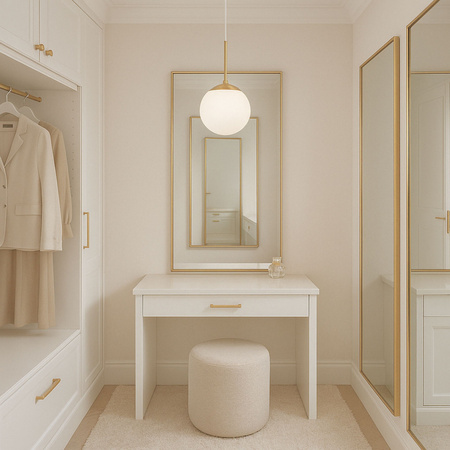 Lampa wisząca ze szkła opalowego Kula biała złota E27