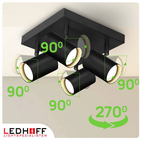 Lampa sufitowa Kinkiet poczwórny kwadrat GU10 czarny LINEA