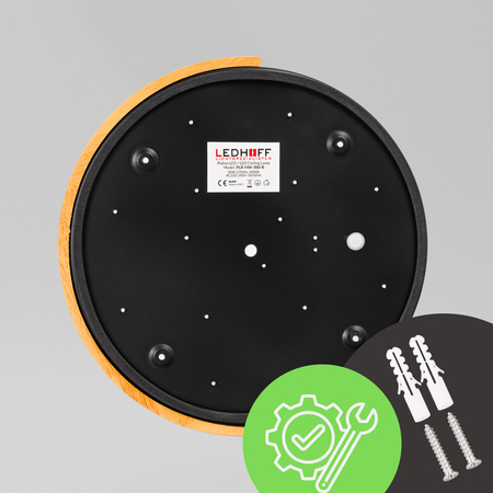 Plafon sufitowy LED czarny metal + DREWNO 30cm WOODLINE