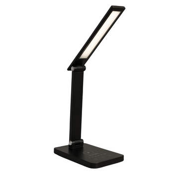 Lampka biurkowa LED czarna 6W z ładowarką indukcyjną i portem USB