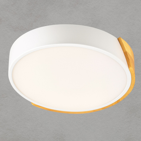 Plafon sufitowy LED biały metal + DREWNO 30cm WOODLINE