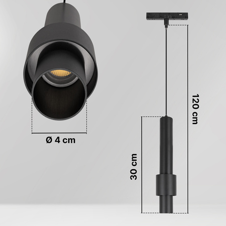 ZESTAW M20 LED 3x Lampa wisząca punktowa 12W 3 BARWY ŚWIATŁA + szyna magnetyczna 1m DESIGN