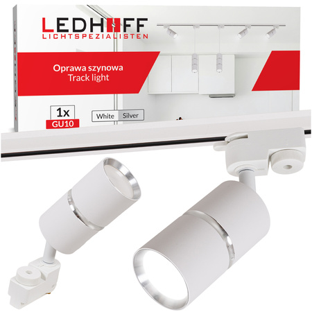 Reflektor szynowy biały srebrny GU10 lampa na szynoprzewód
