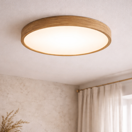 Plafon sufitowy LED 40cm z drewnianym wzorem