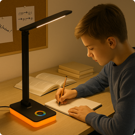 Lampka biurkowa LED czarna 5W + światło RGB + port USB