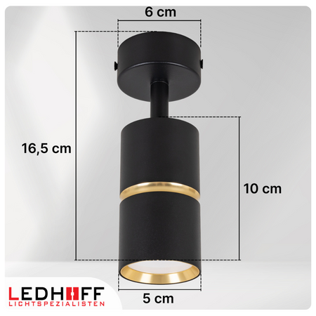 Kinkiet sufitowy pojedynczy SPOT GU10 czarny złoty