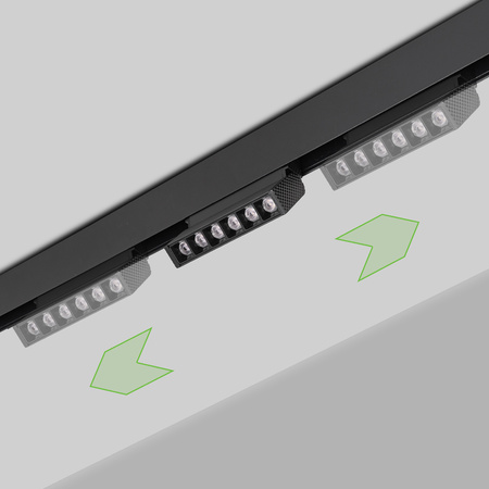 ZESTAW M20 4x Ruchoma lampa soczewkowa punktowa LED 6W 11cm czarna 3 BARWY ŚWIATŁA + szyna magnetyczna 1m