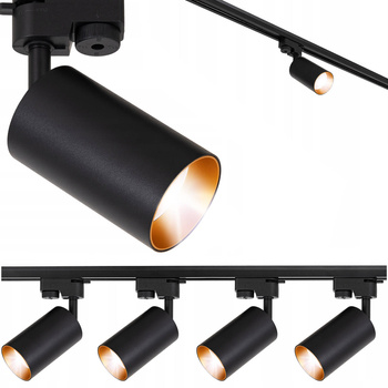 Oświetlenie szynowe czarno-złote 4x GU10 szyna 2m