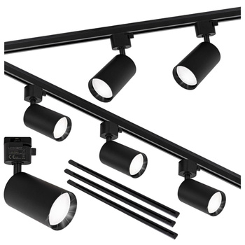 Oświetlenie szynowe czarne 5x lampa GU10 + szyna 3m