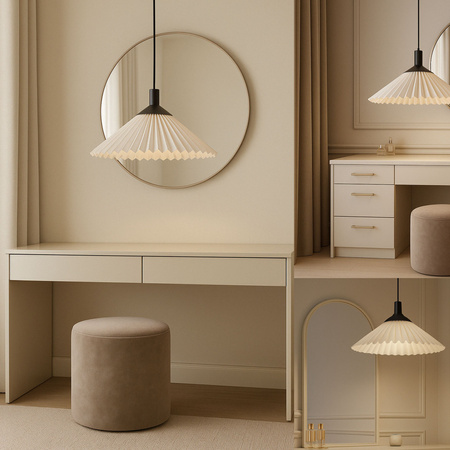 Lampa wisząca plisowana czarno-biała E27 Nowoczesna oprawa nad stół lub wyspę