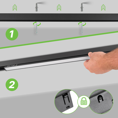 Lampa liniowa LED do szyny magnetycznej M20 24W 60cm czarna 3 BARWY ŚWIATŁA