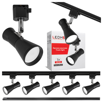 Oświetlenie szynowe czarne reflektor GU10 x5 szyna 2m