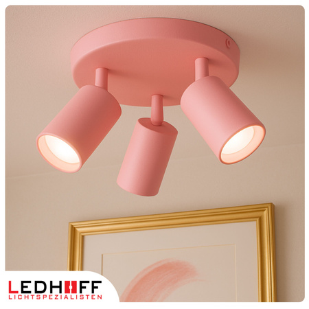 Lampa sufitowa do pokoju dziecka Kinkiet potrójny GU10 różowy LUMIO