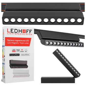 Lampa LED reflektor do szyny magnetycznej 12W punktowa CZARNA 4000K oprawa regulowana