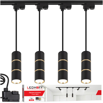 Oświetlenie szynowe czarny złoty 4x lampa wisząca 100cm GU10 szyna 2m
