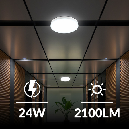 Plafon sufitowy LED okrągły biały Lampa sufitowa 3 barwy światła 30cm IP54
