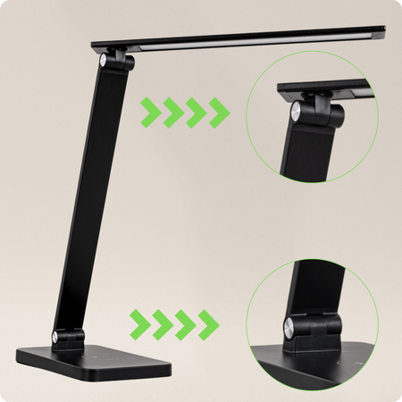 Lampka biurkowa LED czarna 6W z ładowarką indukcyjną i portem USB