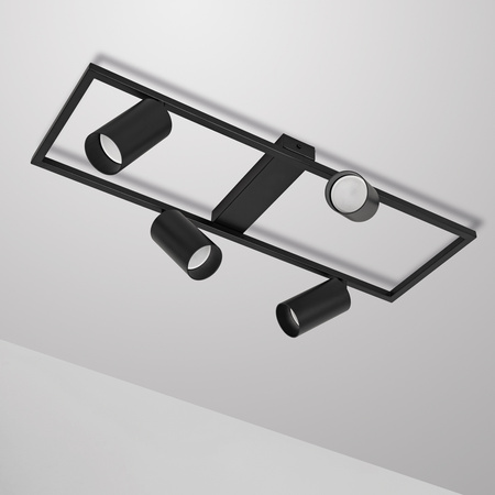 Kinkiet sufitowy Lampa poczwórna SPOT GU10 czarny prostokąt QUADRO