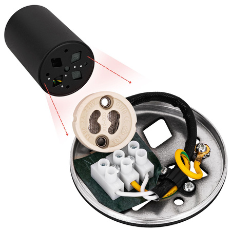 Oprawa sufitowa natynkowa Tuba GU10 okrągła czarno-biała