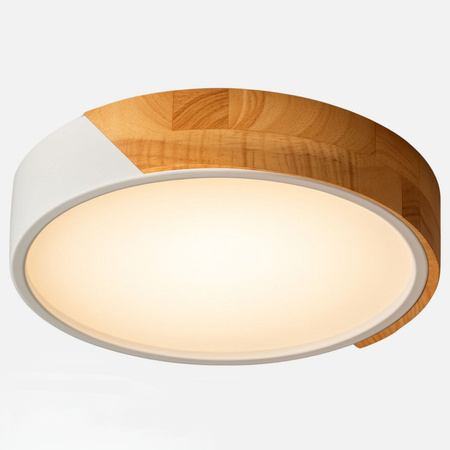 Plafon sufitowy LED biały metal + DREWNO 40cm WOODLINE