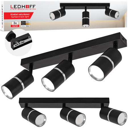 Kinkiet sufitowy Lampa potrójna SPOT GU10 czarna srebrna