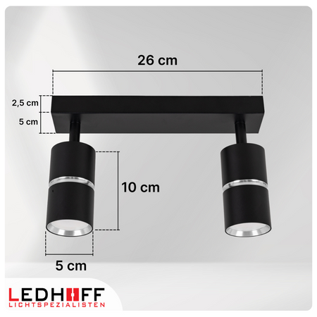 Kinkiet sufitowy podwójny SPOT GU10 czarny srebrny