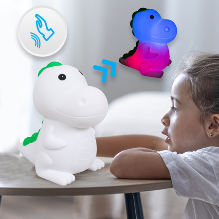Lampka nocna LED dla dzieci DINOZAUR wielokolorowe światło RGB